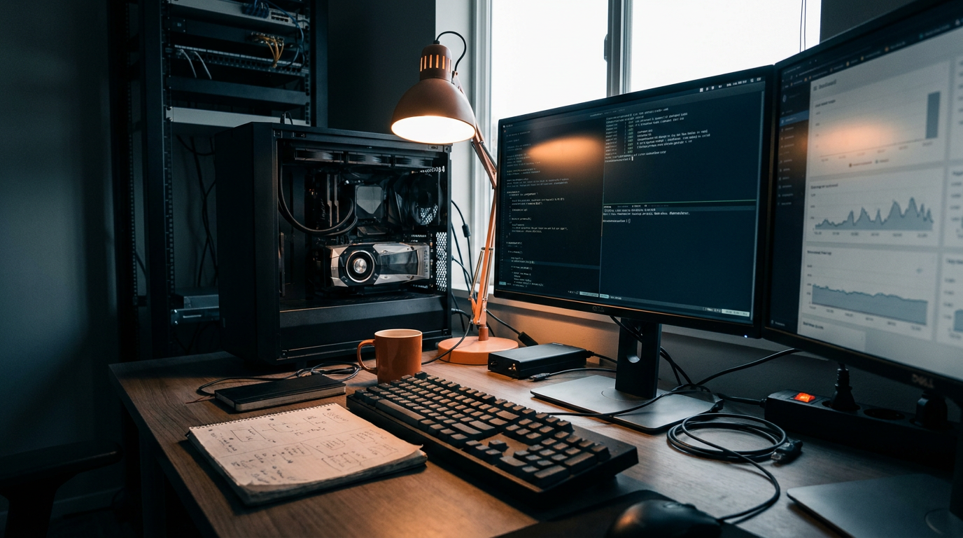 Capa editorial local sobre flutter e dart; tema: Como colocar modelos PyTorch em produção usando containers Docker — Edição 3