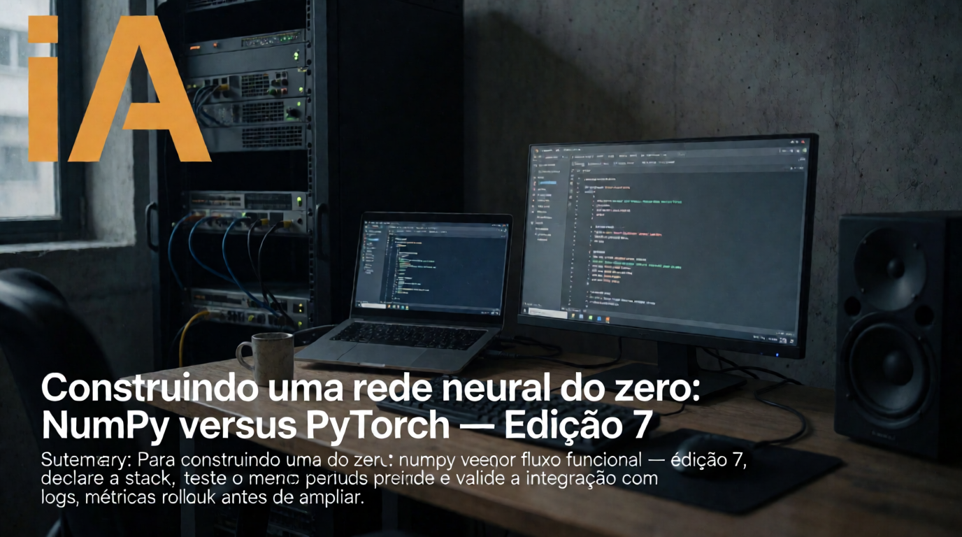 Capa editorial local sobre ia; tema: Construindo uma rede neural do zero: NumPy versus PyTorch — Edição 7