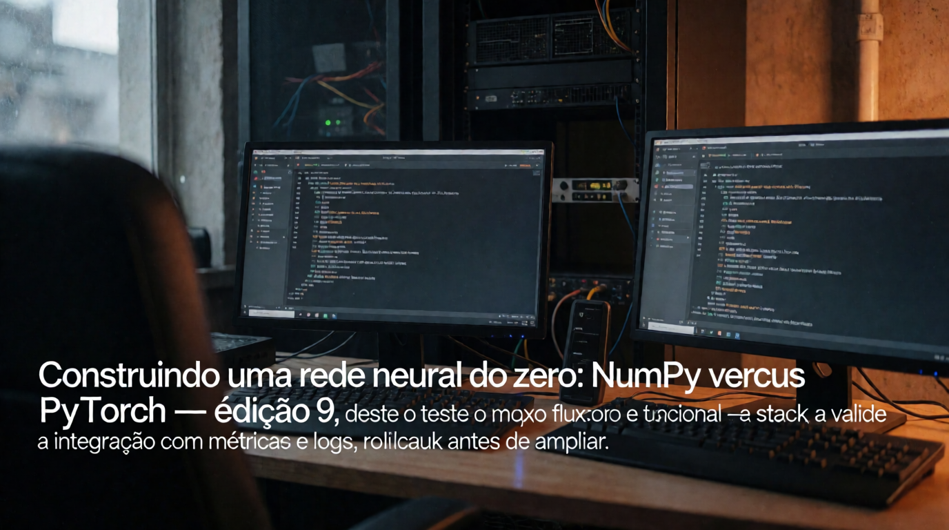 Capa editorial local sobre ia; tema: Construindo uma rede neural do zero: NumPy versus PyTorch — Edição 9