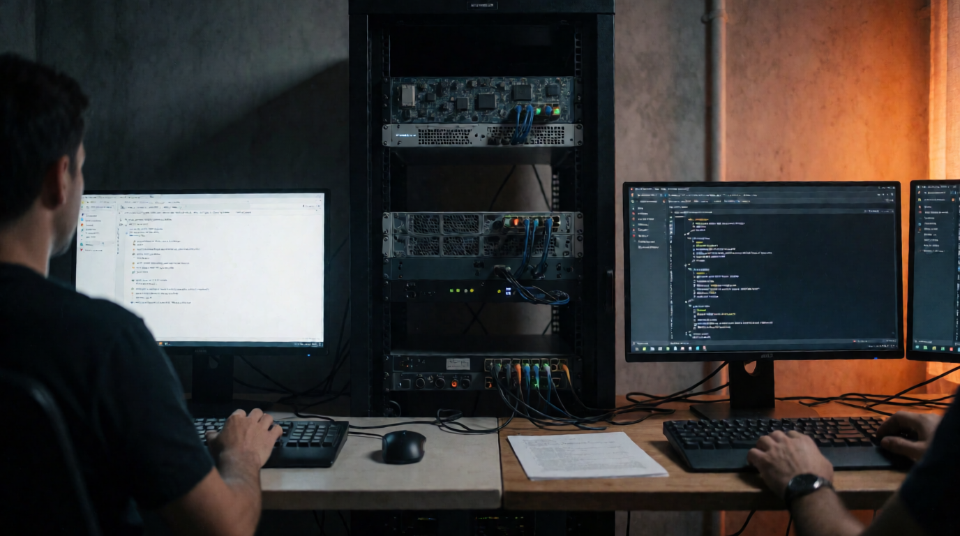 Capa editorial local sobre back-end; tema: Gerenciando máquinas virtuais no Debian com KVM, libvirt e XML