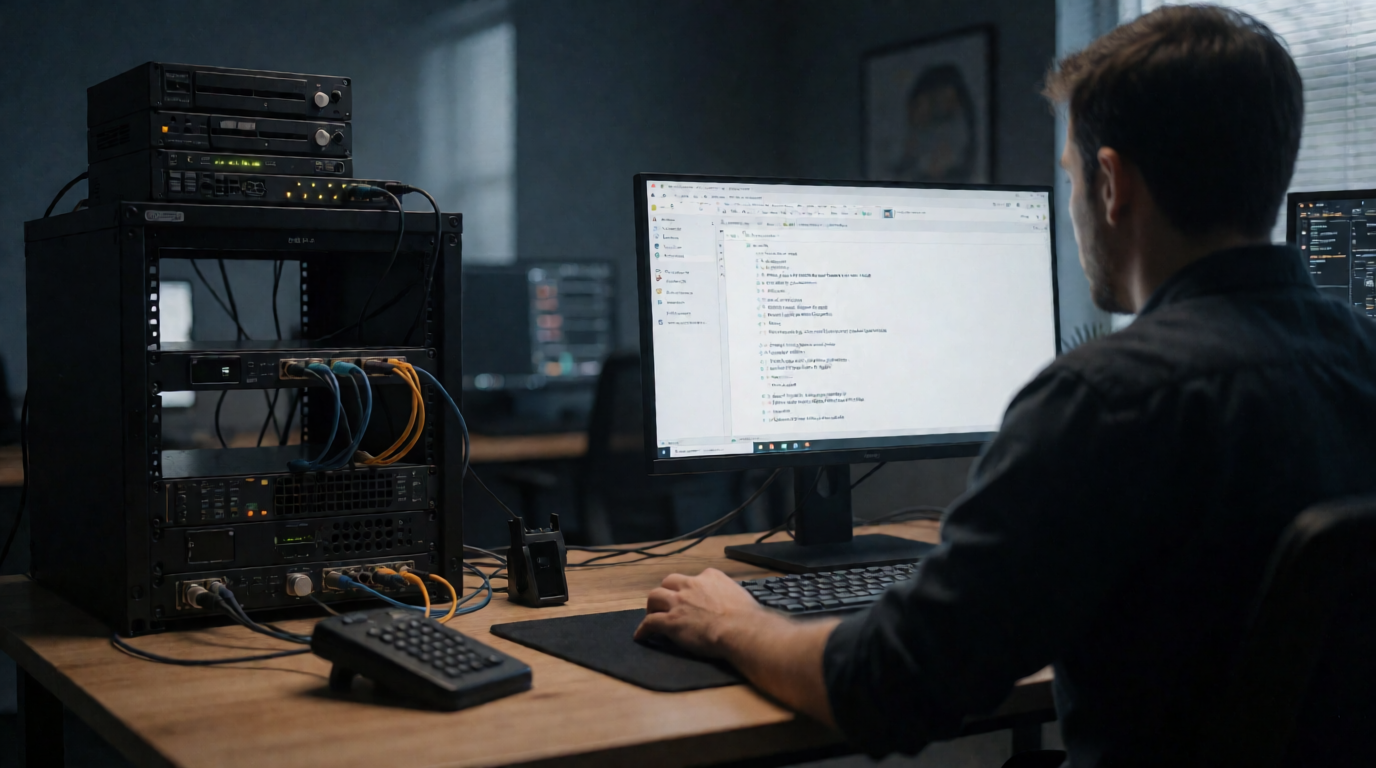 Capa editorial local sobre back-end; tema: Gerenciando máquinas virtuais no Debian com KVM, libvirt e XML — Edição 8