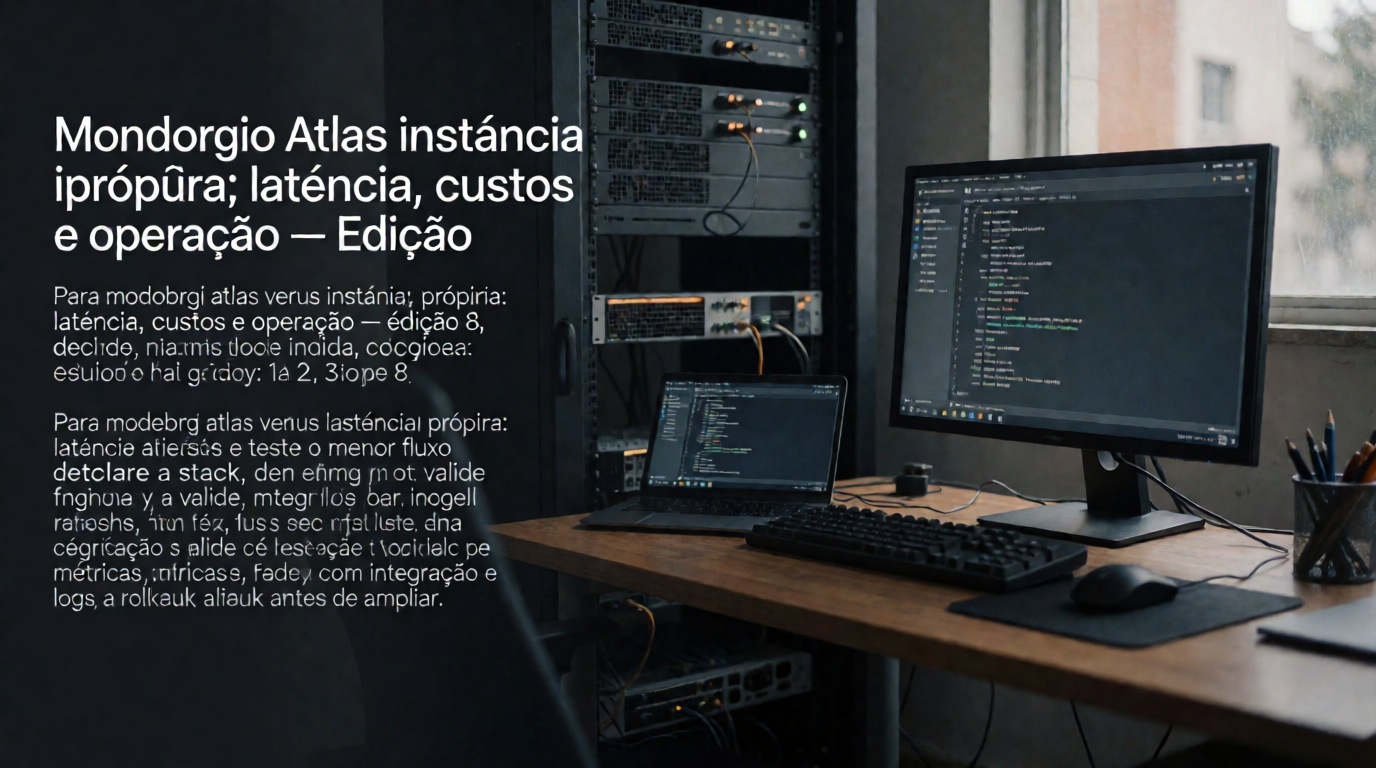 Capa editorial local sobre ia; tema: MongoDB Atlas versus instância própria: latência, custos e operação — Edição 8