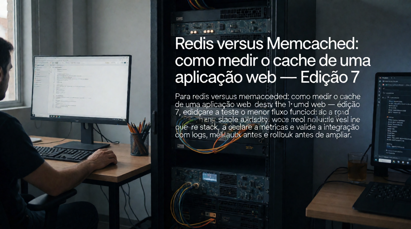 Capa editorial local sobre bancos de dados; tema: Redis versus Memcached: como medir o cache de uma aplicação web — Edição 7