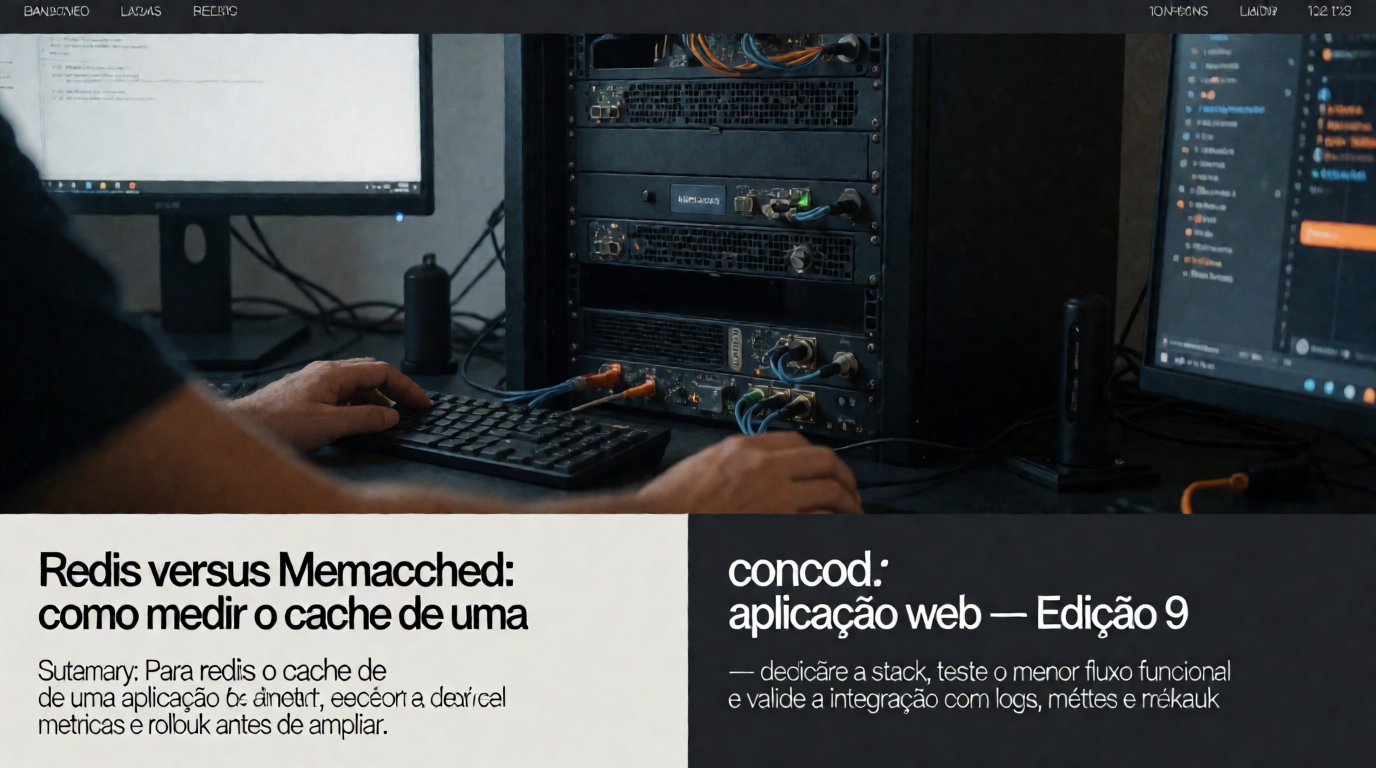 Capa editorial local sobre bancos de dados; tema: Redis versus Memcached: como medir o cache de uma aplicação web — Edição 9