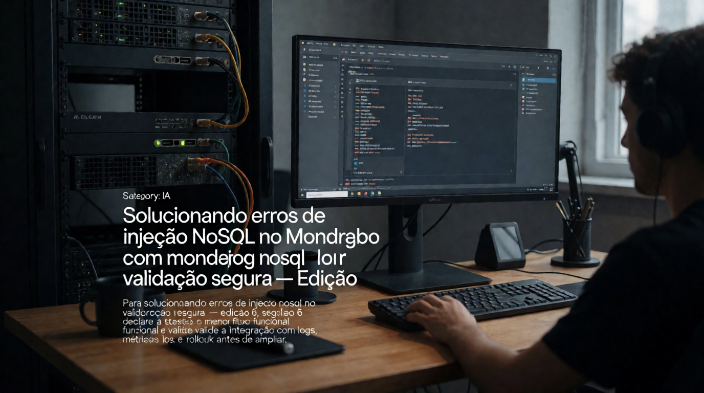 Capa editorial local sobre ia; tema: Solucionando erros de injeção NoSQL no MongoDB com validação segura — Edição 6