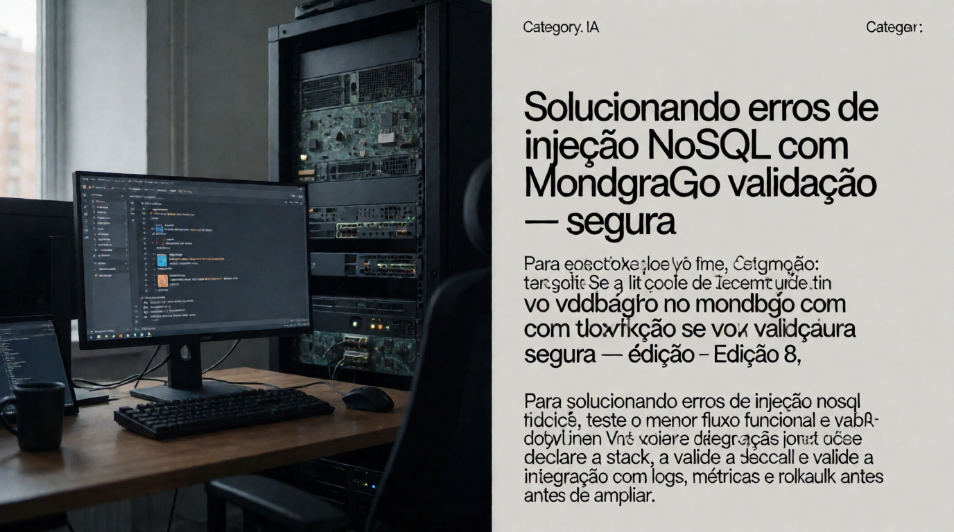 Capa editorial local sobre ia; tema: Solucionando erros de injeção NoSQL no MongoDB com validação segura — Edição 8